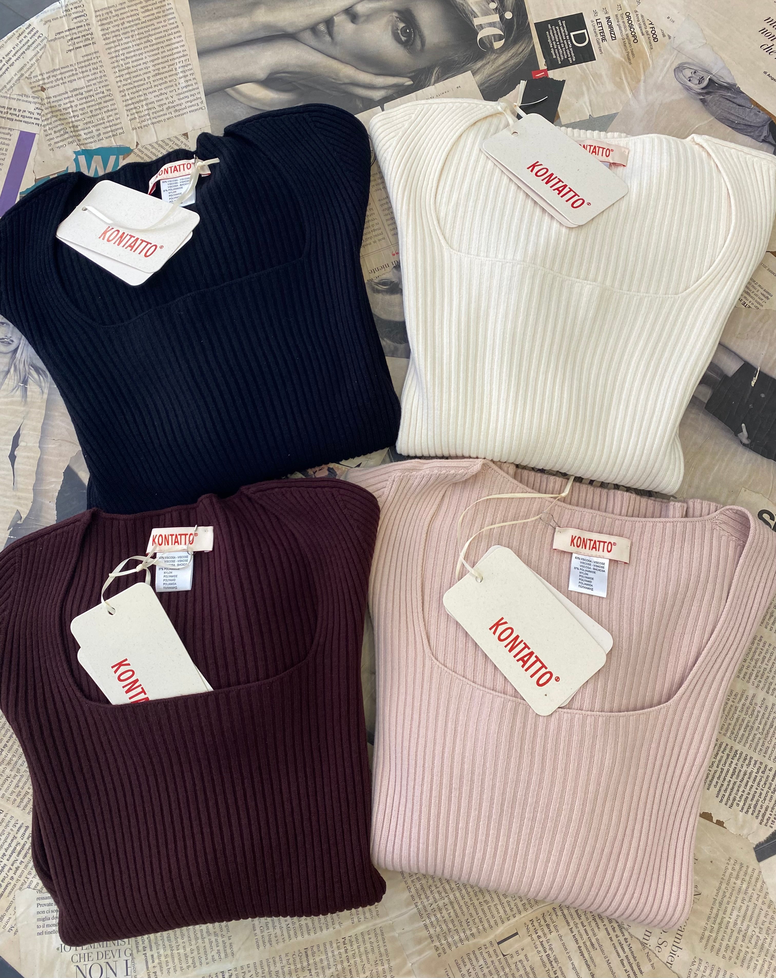 Maglia costina scollo quadro Kontatto