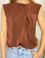 Top smanicato drappeggio lurex Kontatto