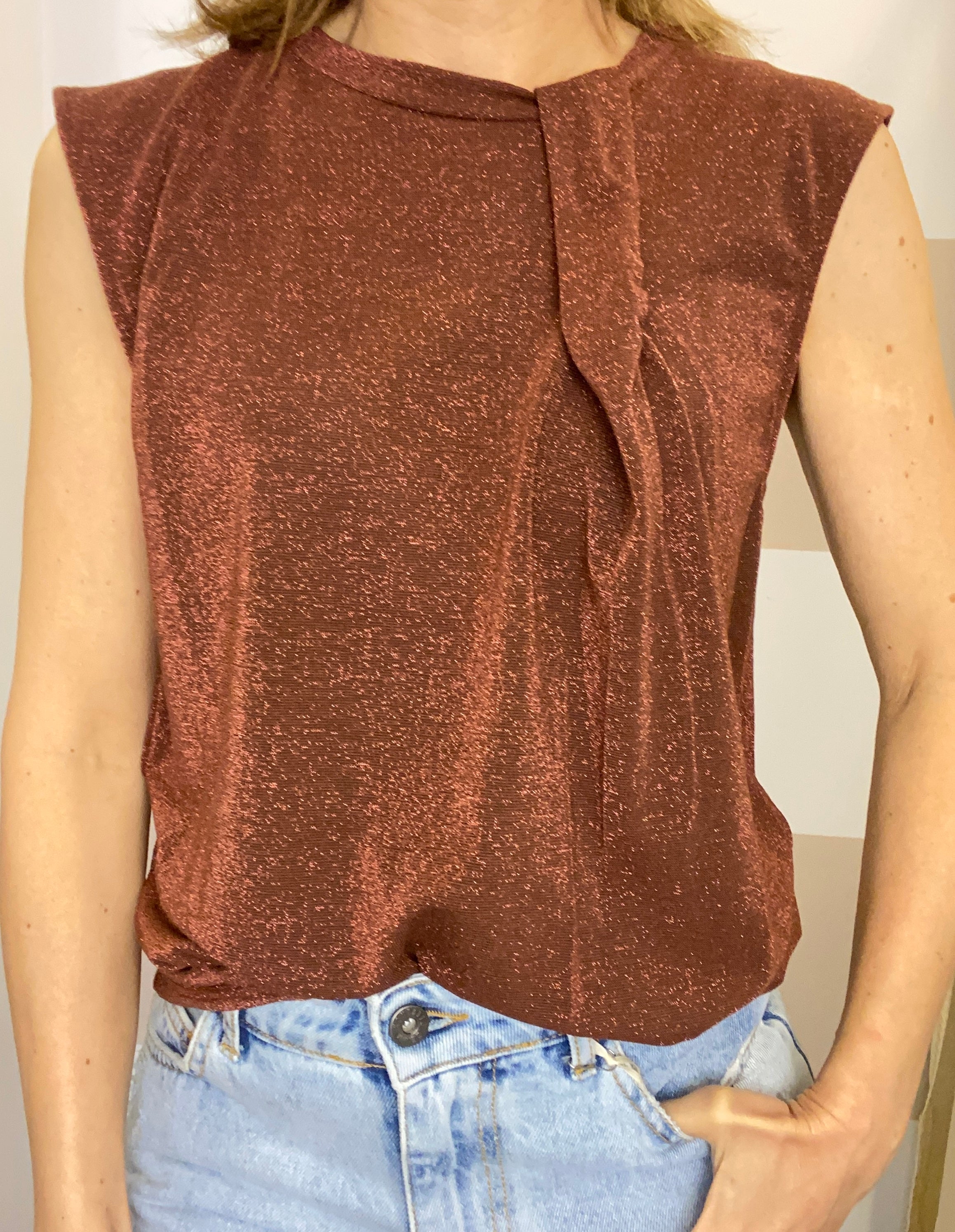 Top smanicato drappeggio lurex Kontatto
