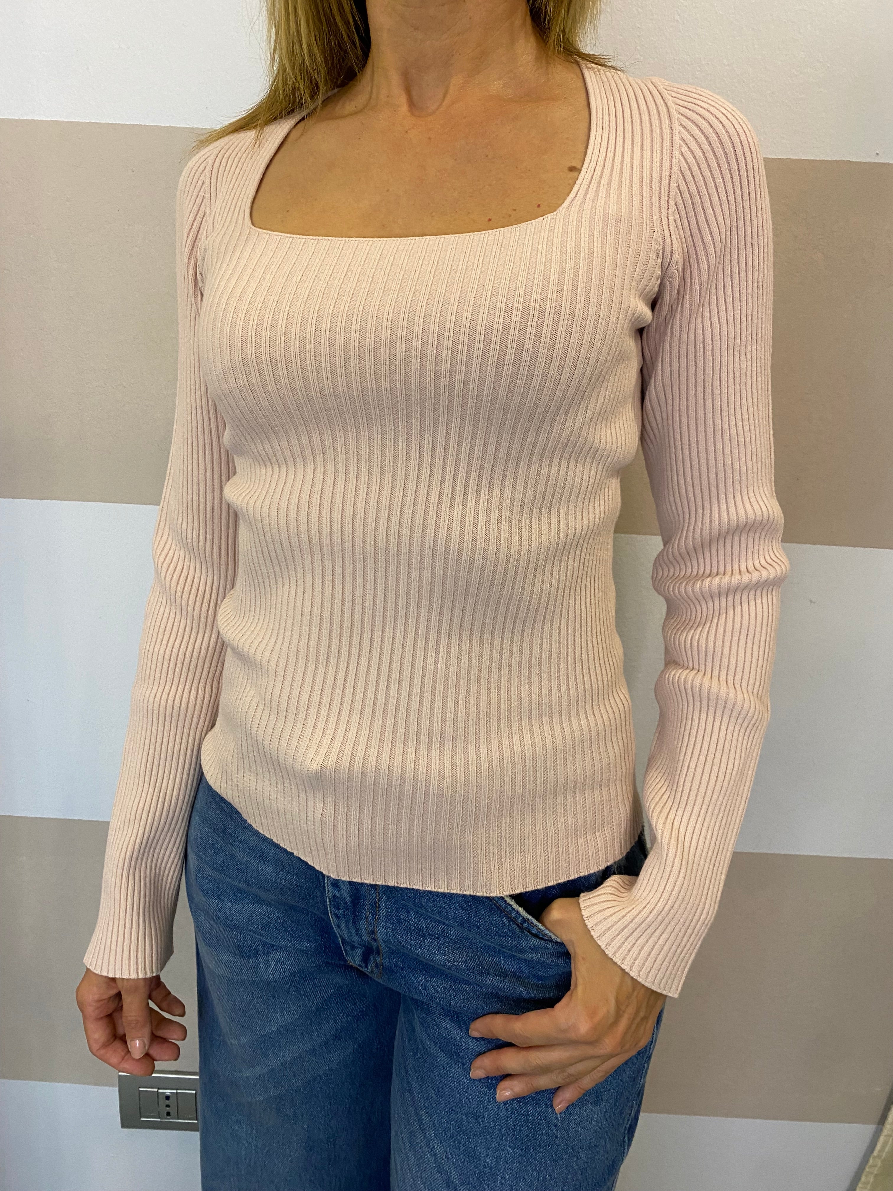 Maglia costina scollo quadro Kontatto