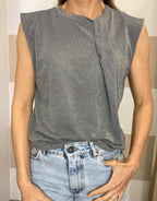 Top smanicato drappeggio lurex Kontatto