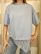 T-shirt con pizzo asimmetrico Kikisix