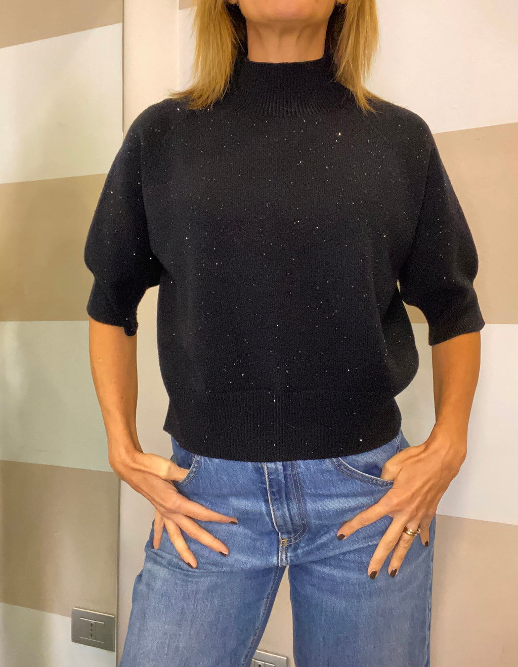 Lupetto Mezza Manica con Strass – Kontatto