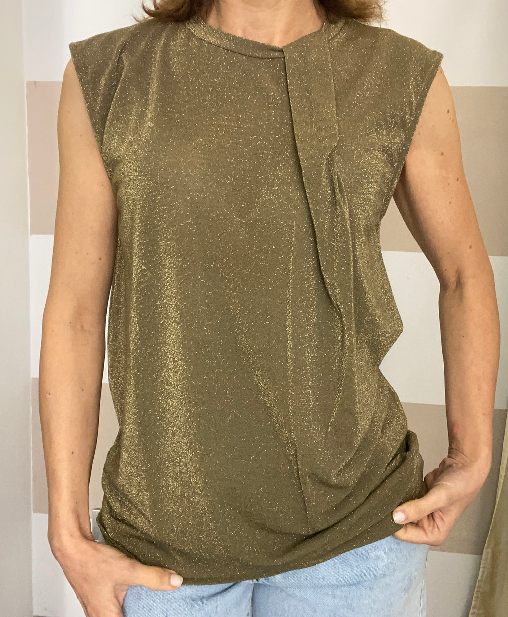 Top smanicato drappeggio lurex Kontatto