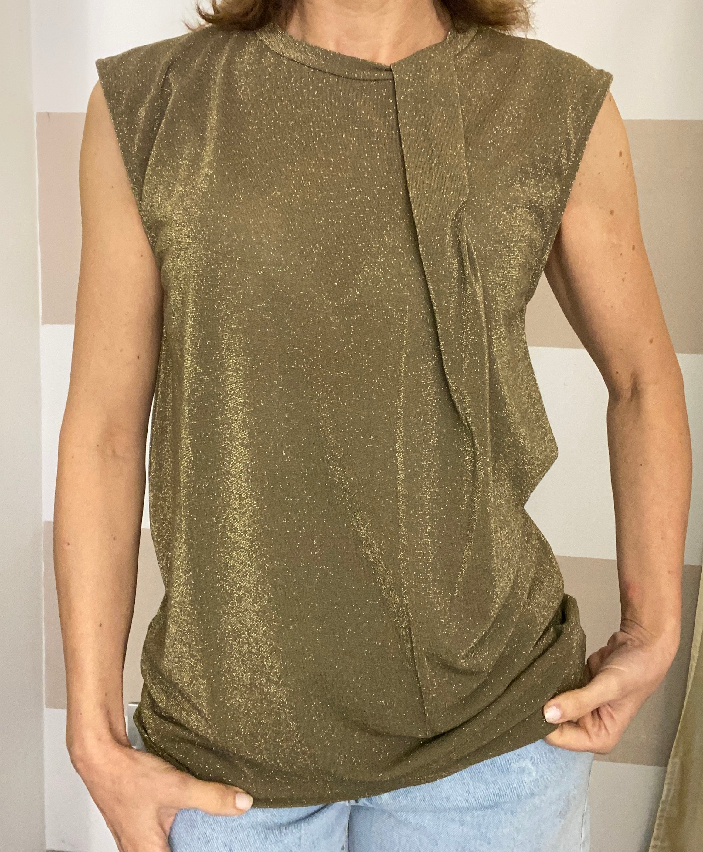 Top smanicato drappeggio lurex Kontatto