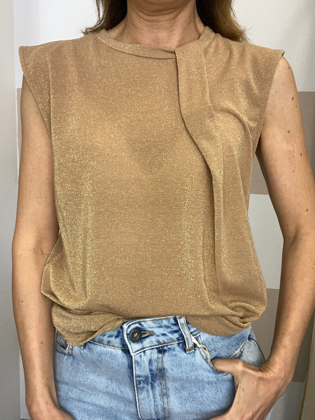 Top smanicato drappeggio lurex Kontatto