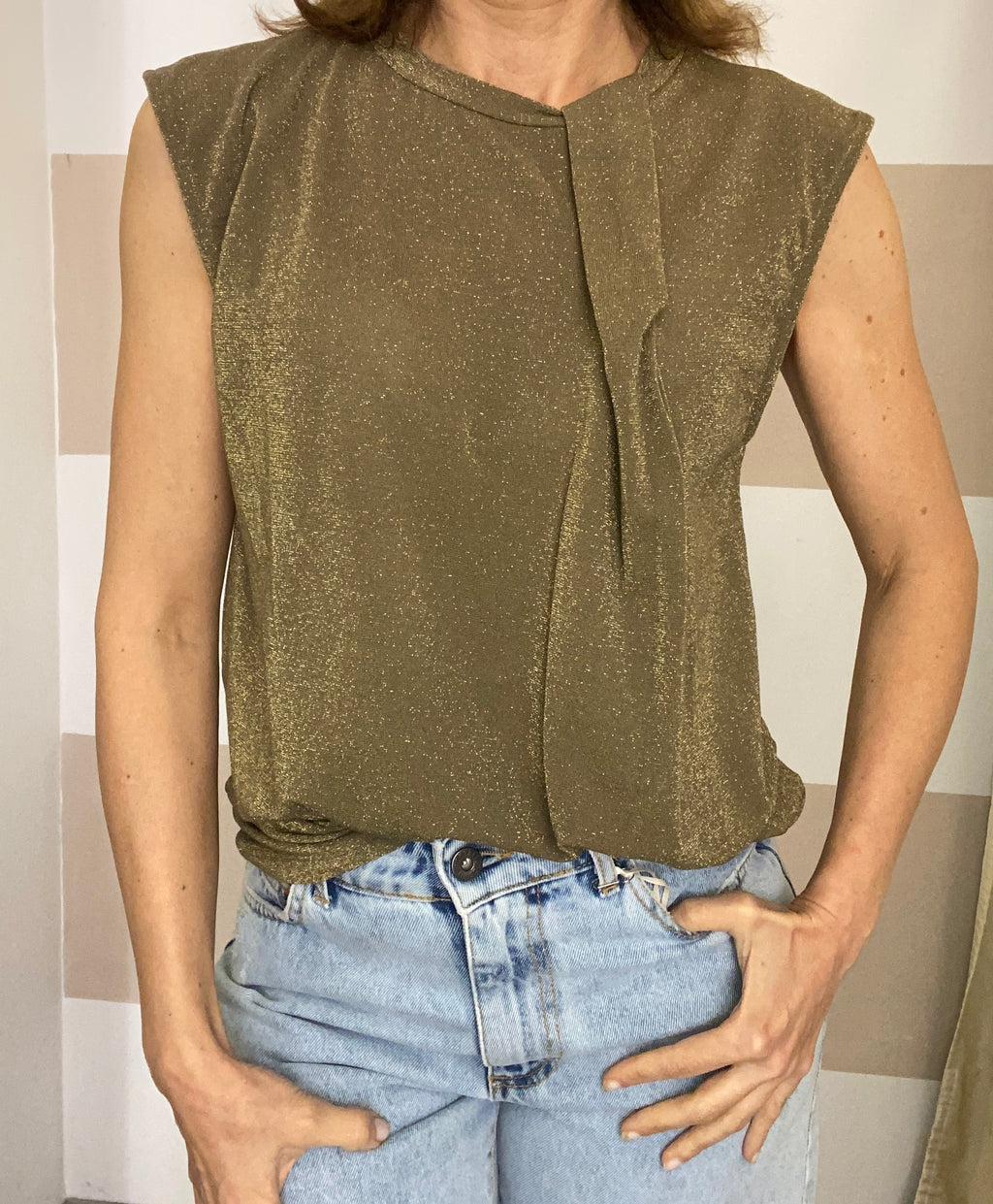 Top smanicato drappeggio lurex Kontatto