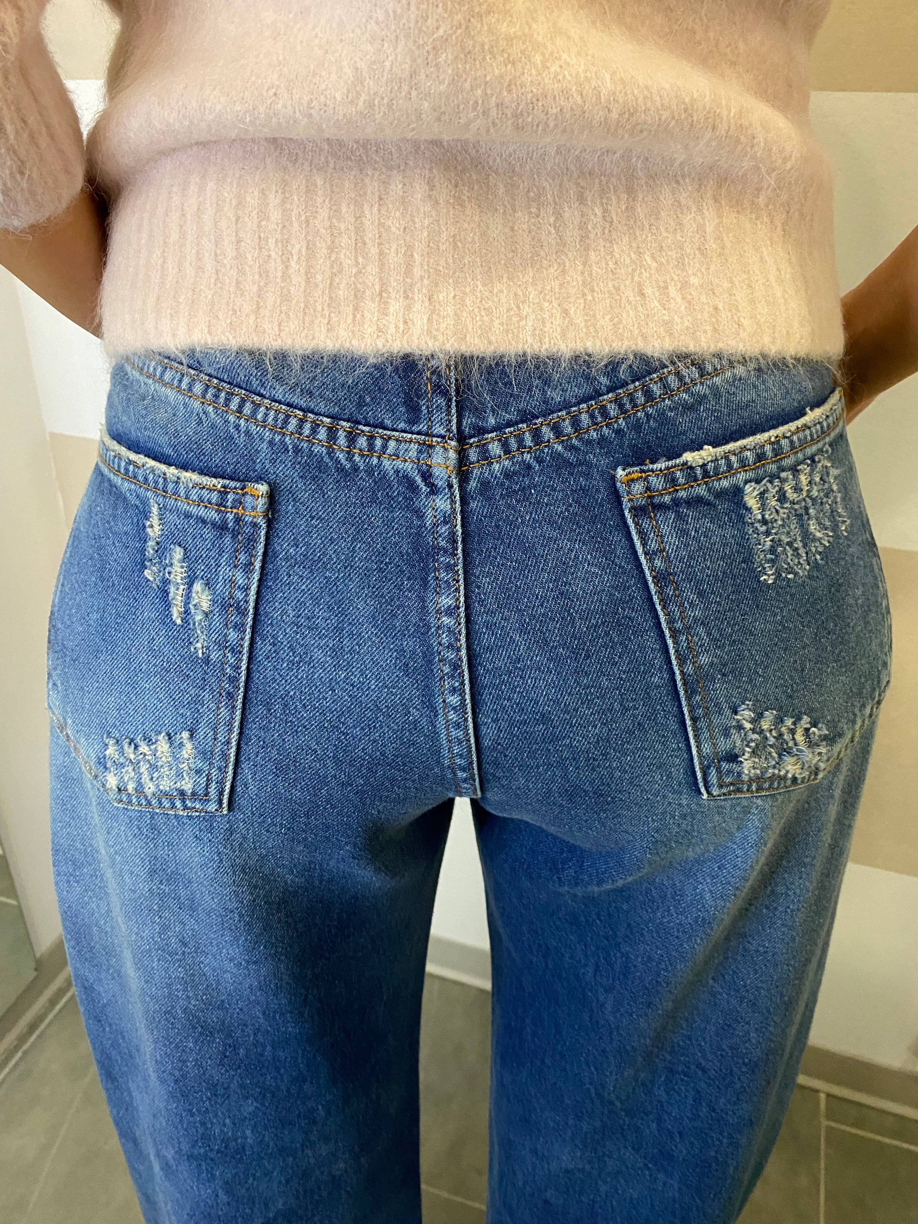 Jeans palazzo con rotture Kikisix